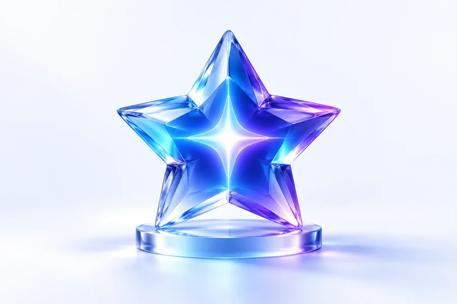 Glass star with a plus core for the ChatGPT Plus top-up