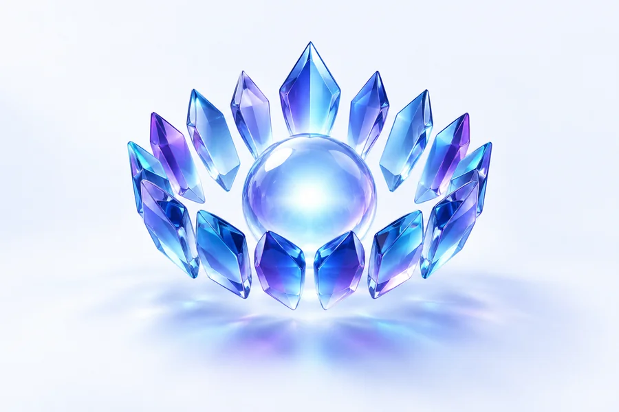 Crown of glass facets for the ChatGPT Pro 20x top-up